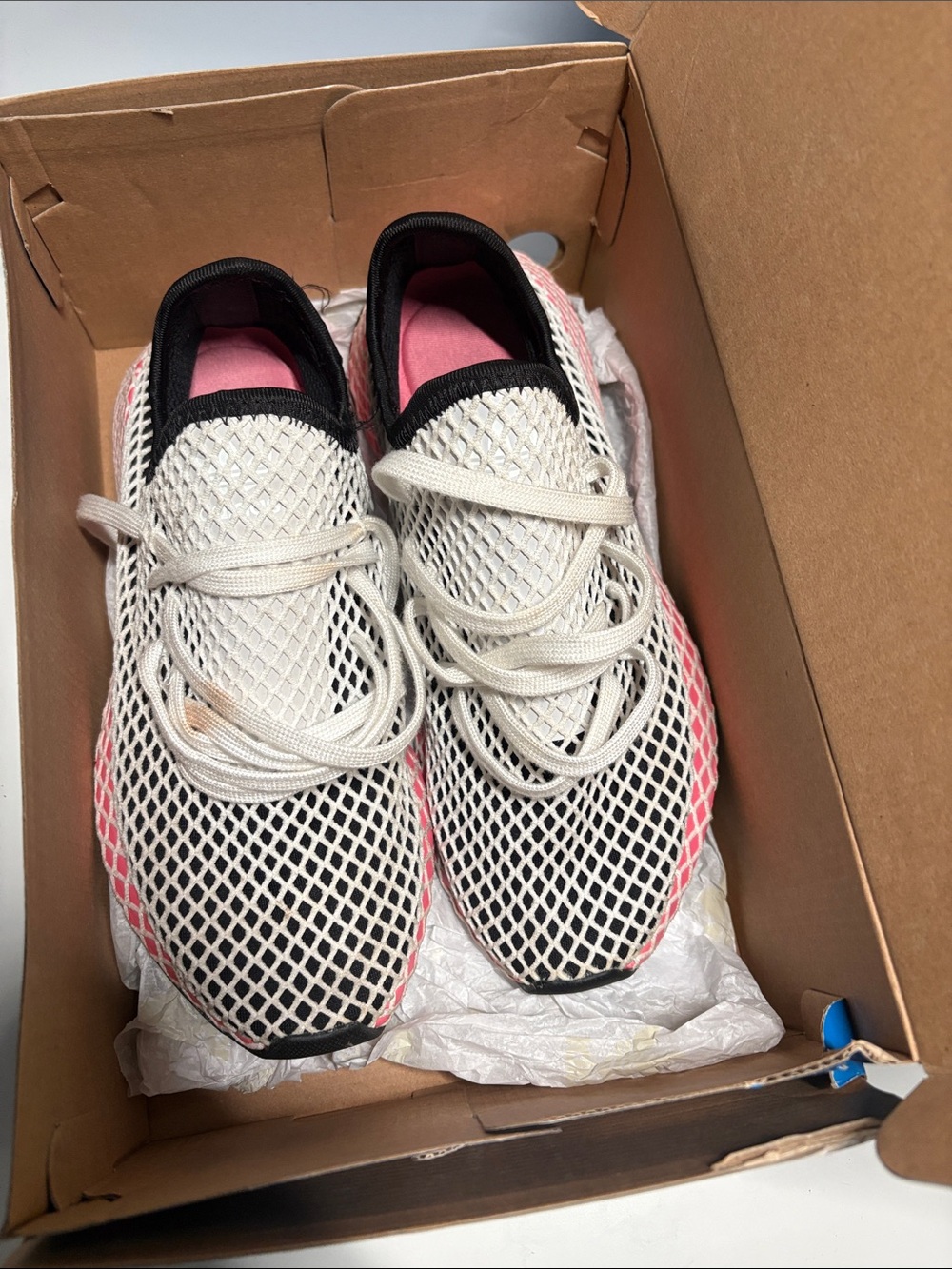 adidas Women's Cream Mesh Slip-On Sneakers with Pink Accents